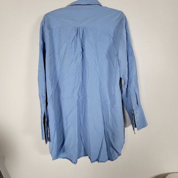 Soft Surroundings Womens Blue Long Sleeve Button-Down Tunic Top XL Tencel Casual - Picture 2 of 7